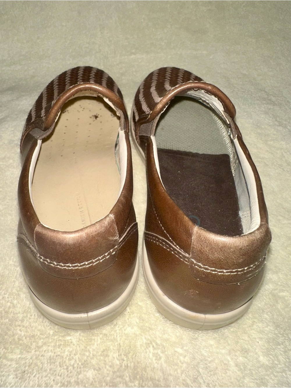 ECCO Soft 7 Woven Leather Slip On Sneaker Brown Taupe Size 39 US 8 8.5 Comfort - Picture 3 of 8